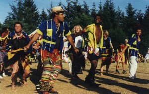 Sogota dancers with Madjid in front, Utamaduni Camp, Denmark